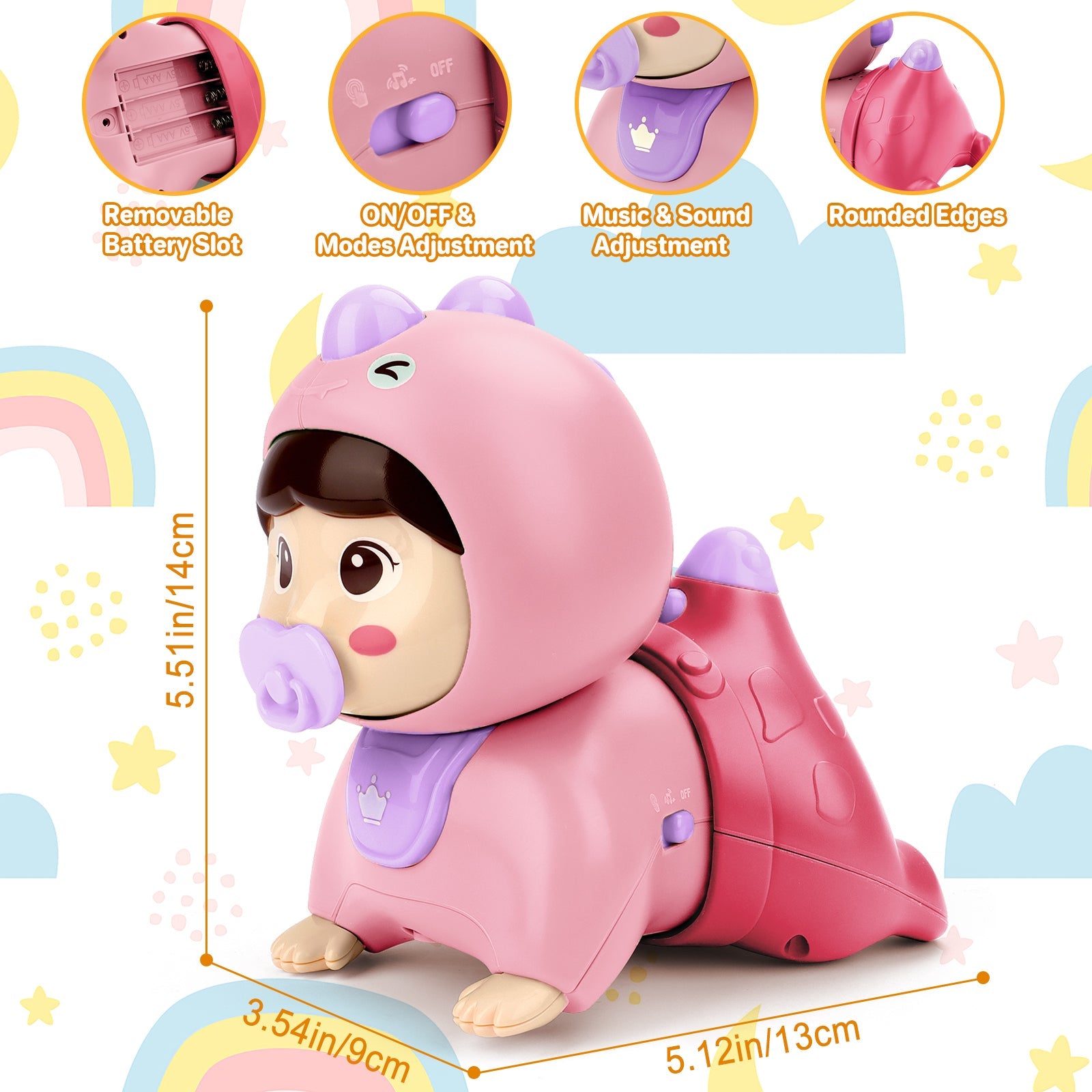 Crawling Baby Doll Toy with Music Light Interactive Educational Walking Dancing Sensory Toys Tummy Time Educational Toy For Toddlers