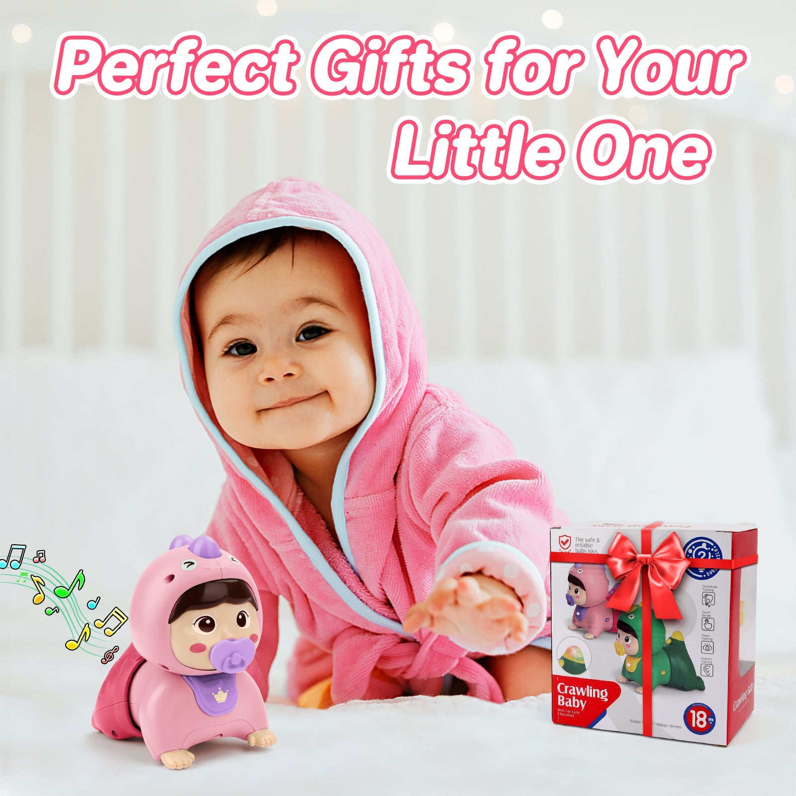 Crawling Baby Doll Toy with Music Light Interactive Educational Walking Dancing Sensory Toys Tummy Time Educational Toy For Toddlers