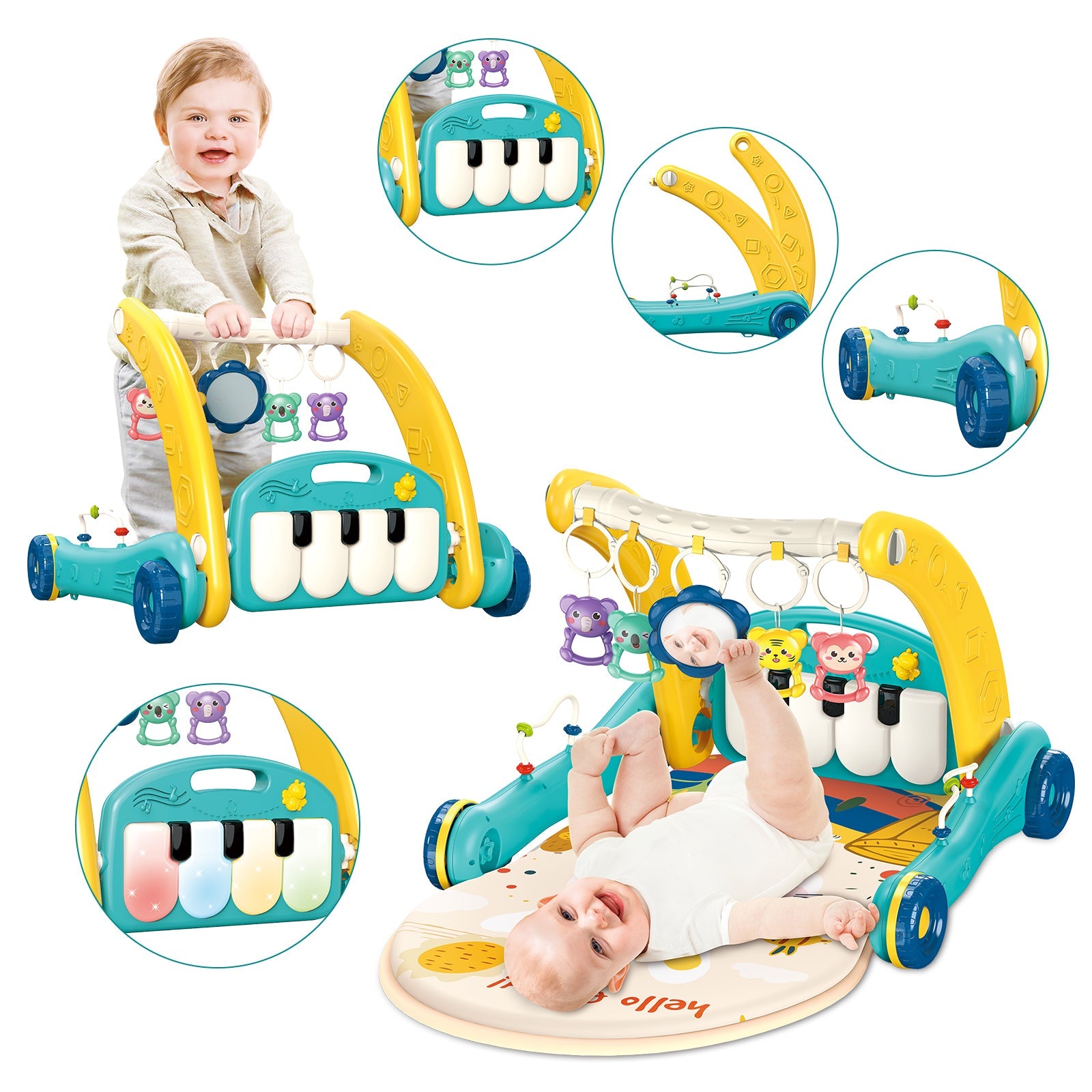 2-in-1 Baby Play Mat & Activity Gym- Plush Zoo Animal Ball Pit with Engaging Toys for Babies Aged 0-12 Months, ldeal for Early Development, Holiday Gifts, and Stimulating Playtime