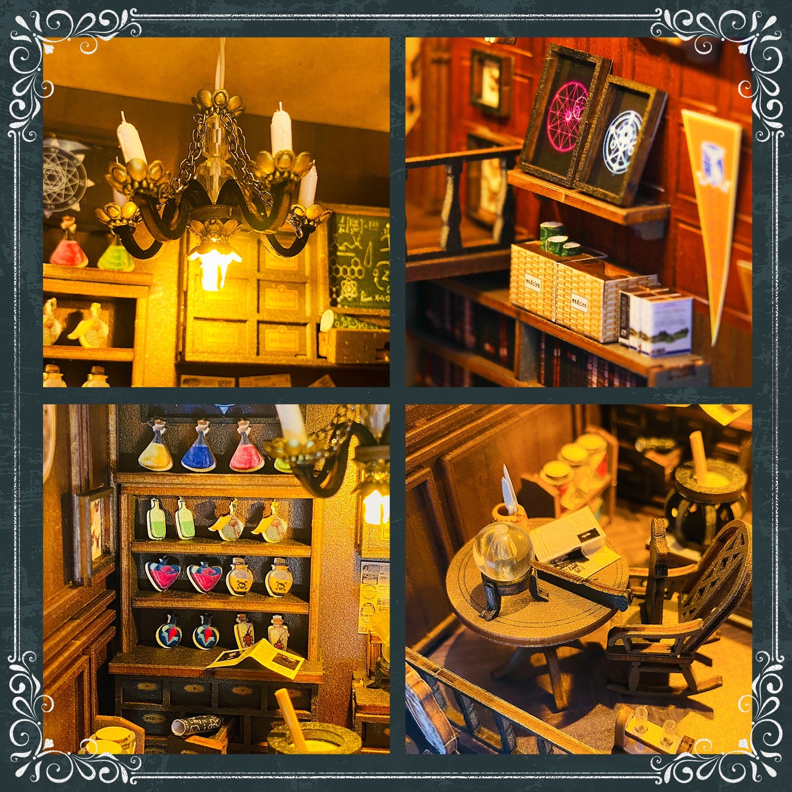 Wooden 3D DIY Book Nook Kit Micro Scene Magic Bookstore Book Stand with LED