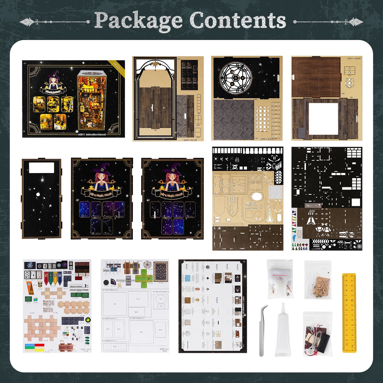 Wooden 3D DIY Book Nook Kit Micro Scene Magic Bookstore Book Stand with LED