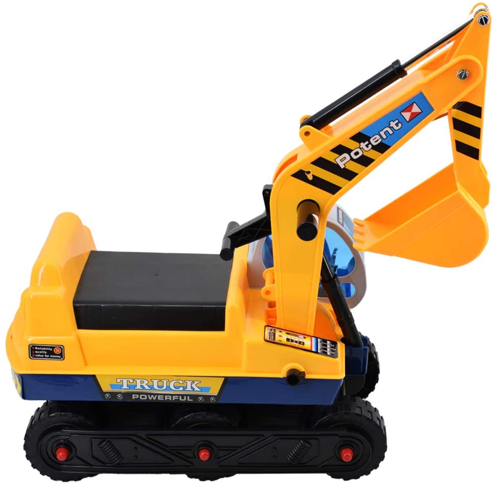 Ride On Excavator Digger 2 in1 for Toddlers Pedal Free Vehicle With Two Different Claws