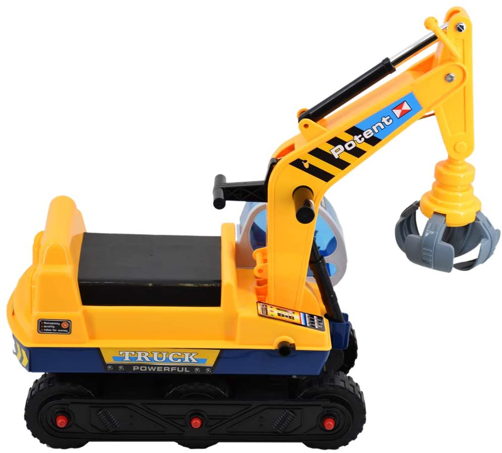 Ride On Excavator Digger 2 in1 for Toddlers Pedal Free Vehicle With Two Different Claws