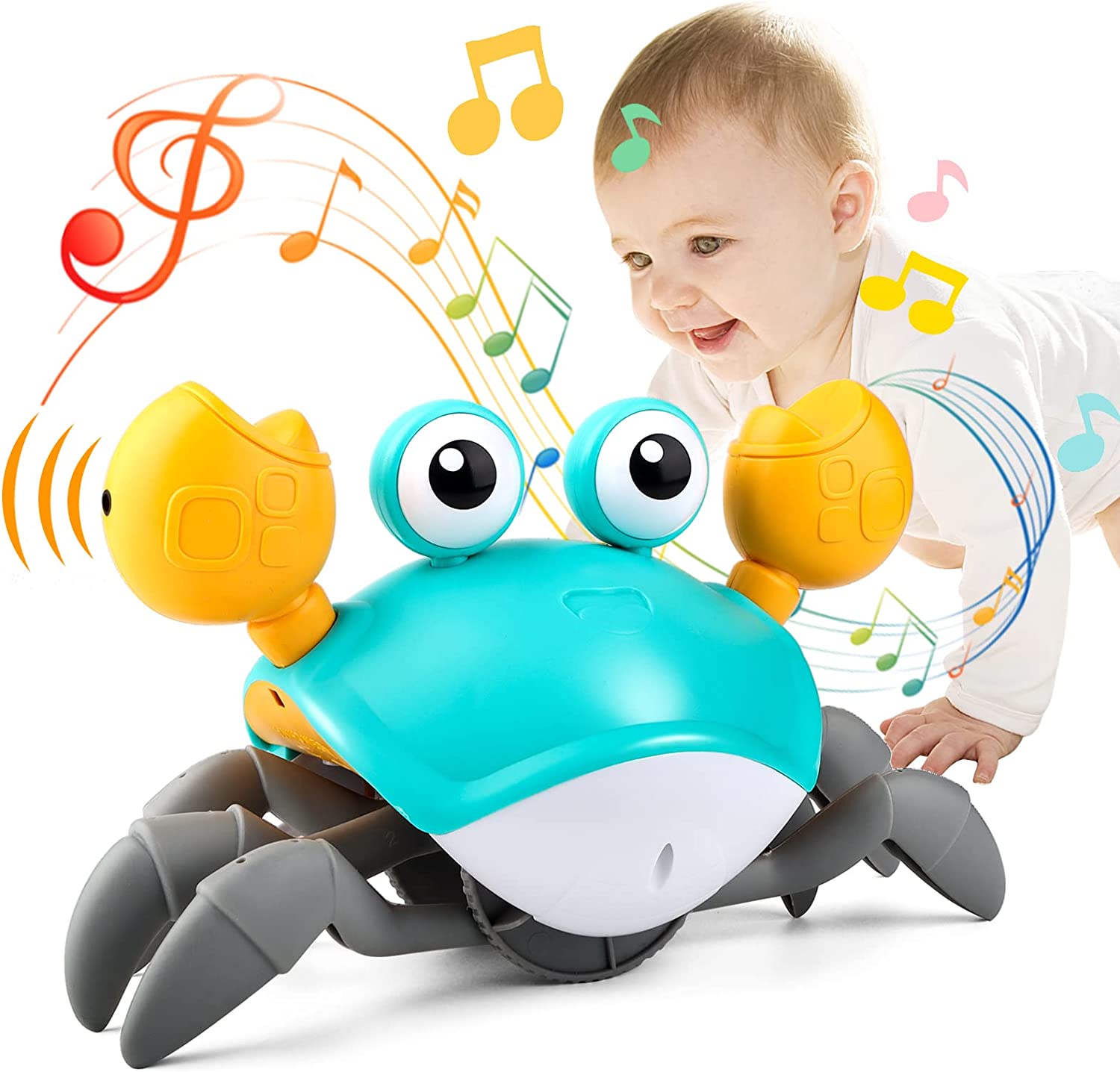 Crawling Crab Toy with Music and Light, Interactive Crawling Toys Walking Dancing Sensory Toys For Toddlers For Children