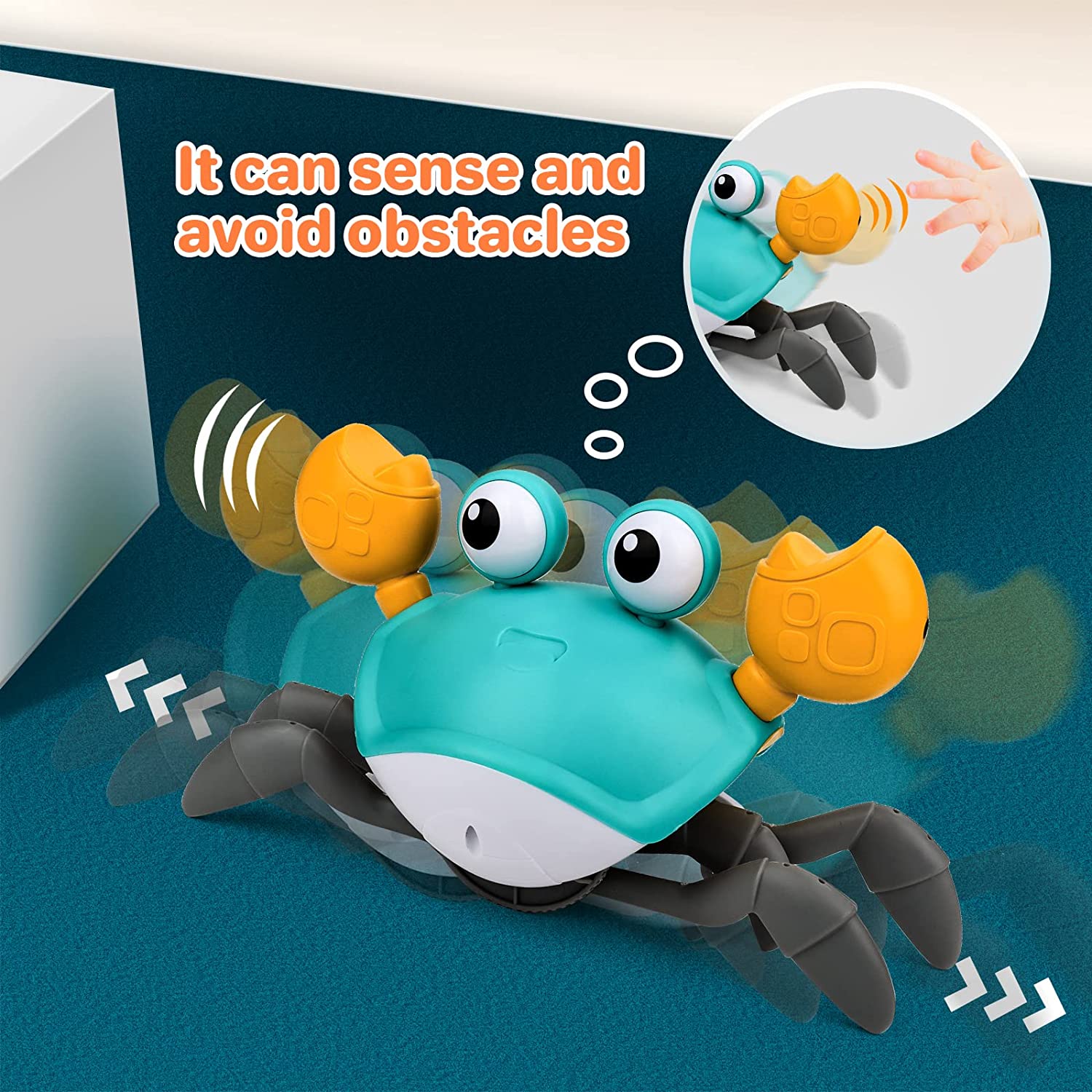 Crawling Crab Toy with Music and Light, Interactive Crawling Toys Walking Dancing Sensory Toys For Toddlers For Children