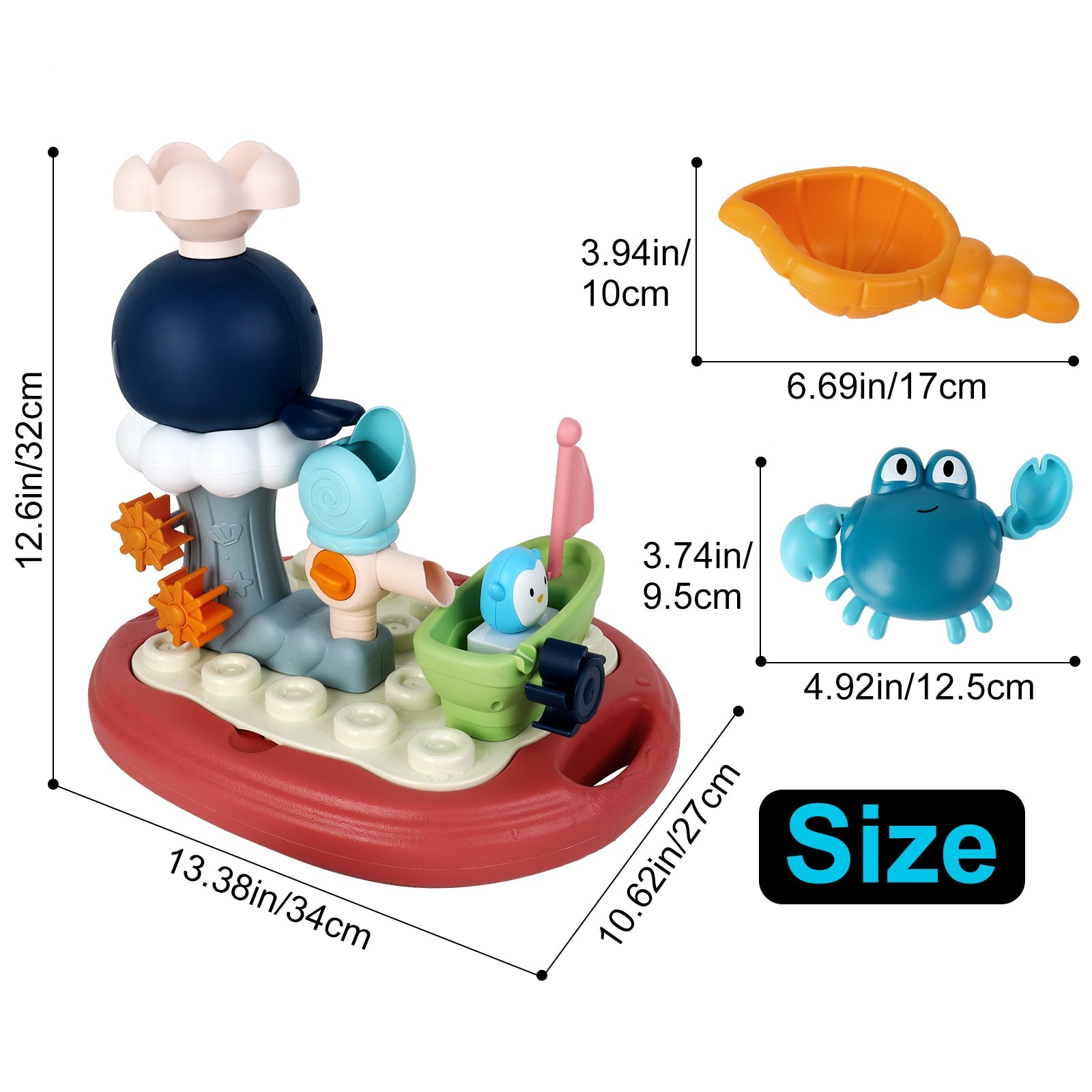 Baby Bath Toys Floating Boat Toys Baby Bath Tub Kids Bath interactive Sensory Toys with Waterwheel for Bathroom Bath time Swimming Pool