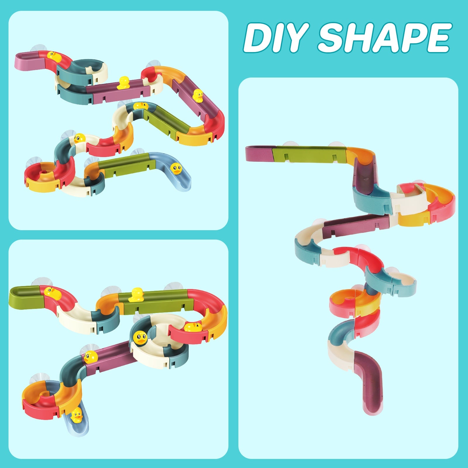 Bath Toys Baby Bathtub Toys Water Balls Slide Track Game Shower Water Slide w/Suction Cups Toddler Bath Pool Toys DIY Educational For Kids