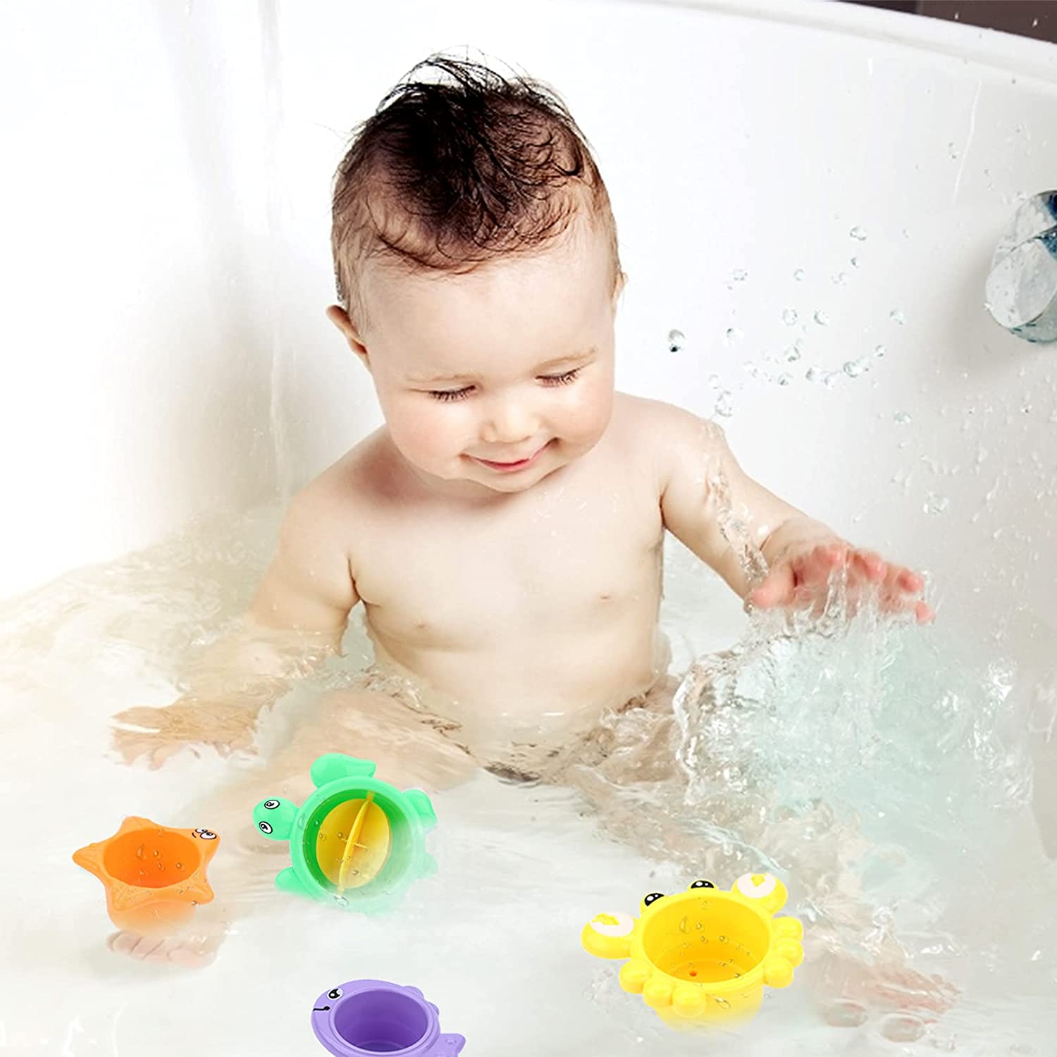 Baby Bath Dinosaur Toy Water Pipes with Waterwheel and Variety of Sea Animals Bathtime Play Toys Safe Material for Children