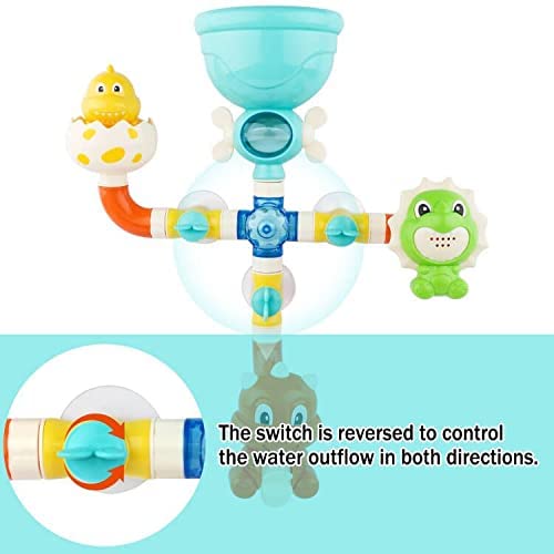 Baby Bath Dinosaur Toy Water Pipes with Waterwheel and Variety of Sea Animals Bathtime Play Toys Safe Material for Children