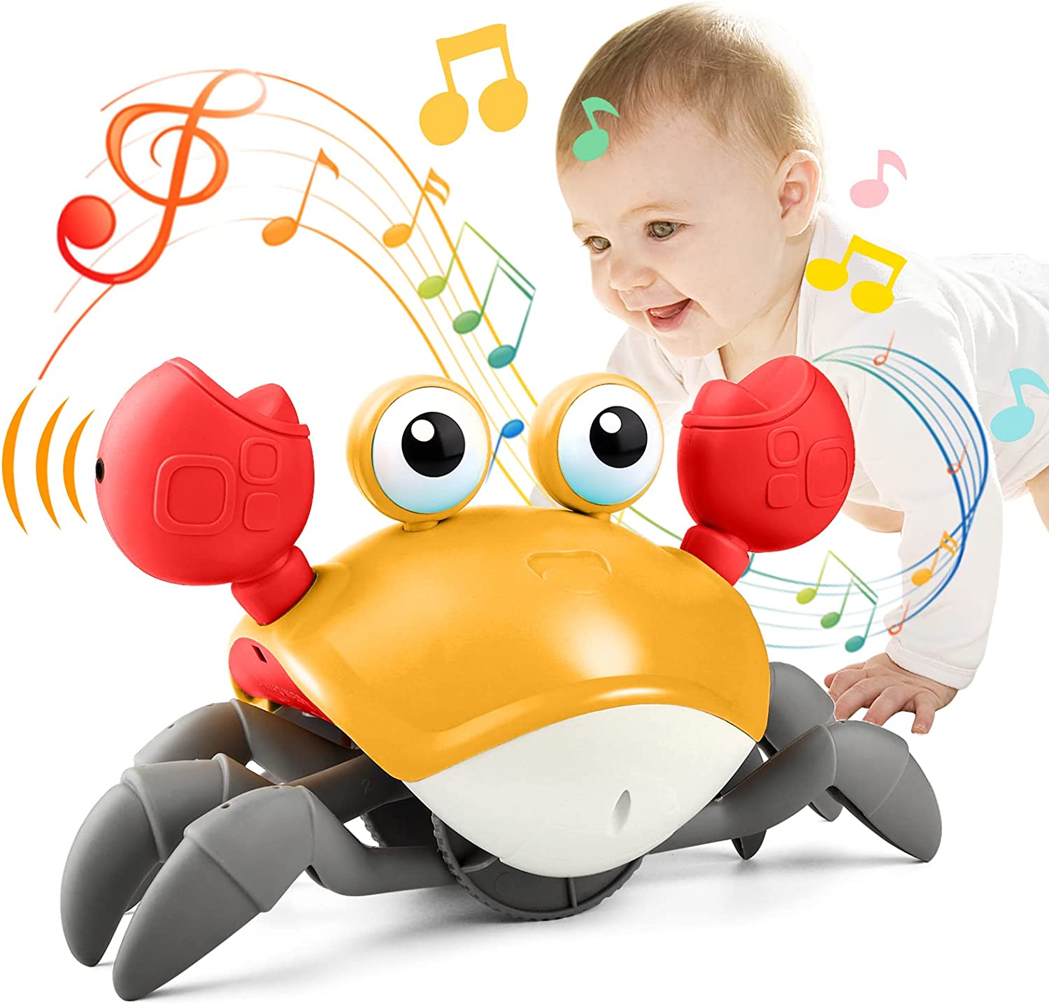Crawling Crab Toy with Music and Light, Interactive Crawling Toys for Toddlers Walking Dancing Sensory Toys for Children