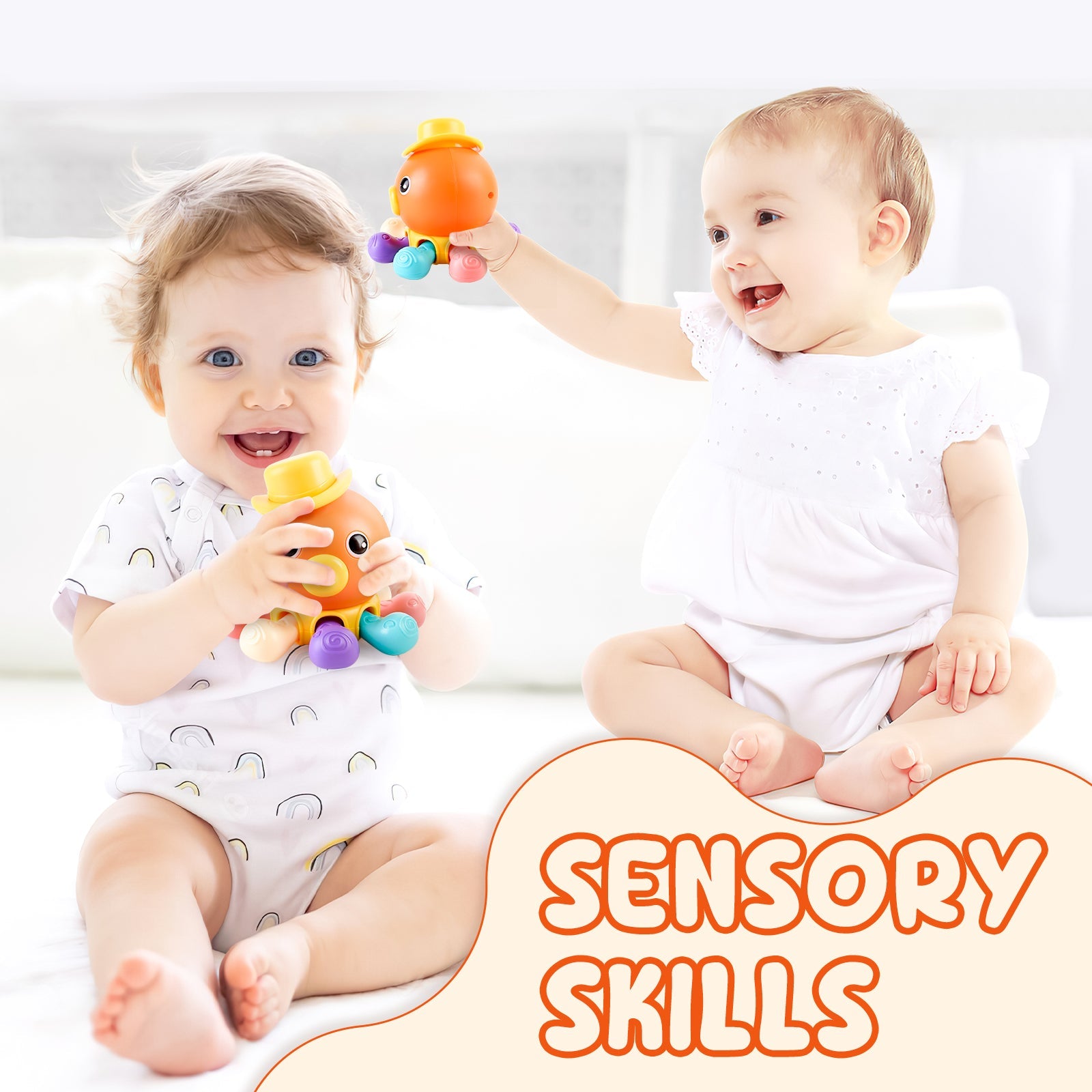 Orange Octopus Sensory Finger Toy Perfect Gift for Kids Sensory Animal Toys Musical and Sound Toys