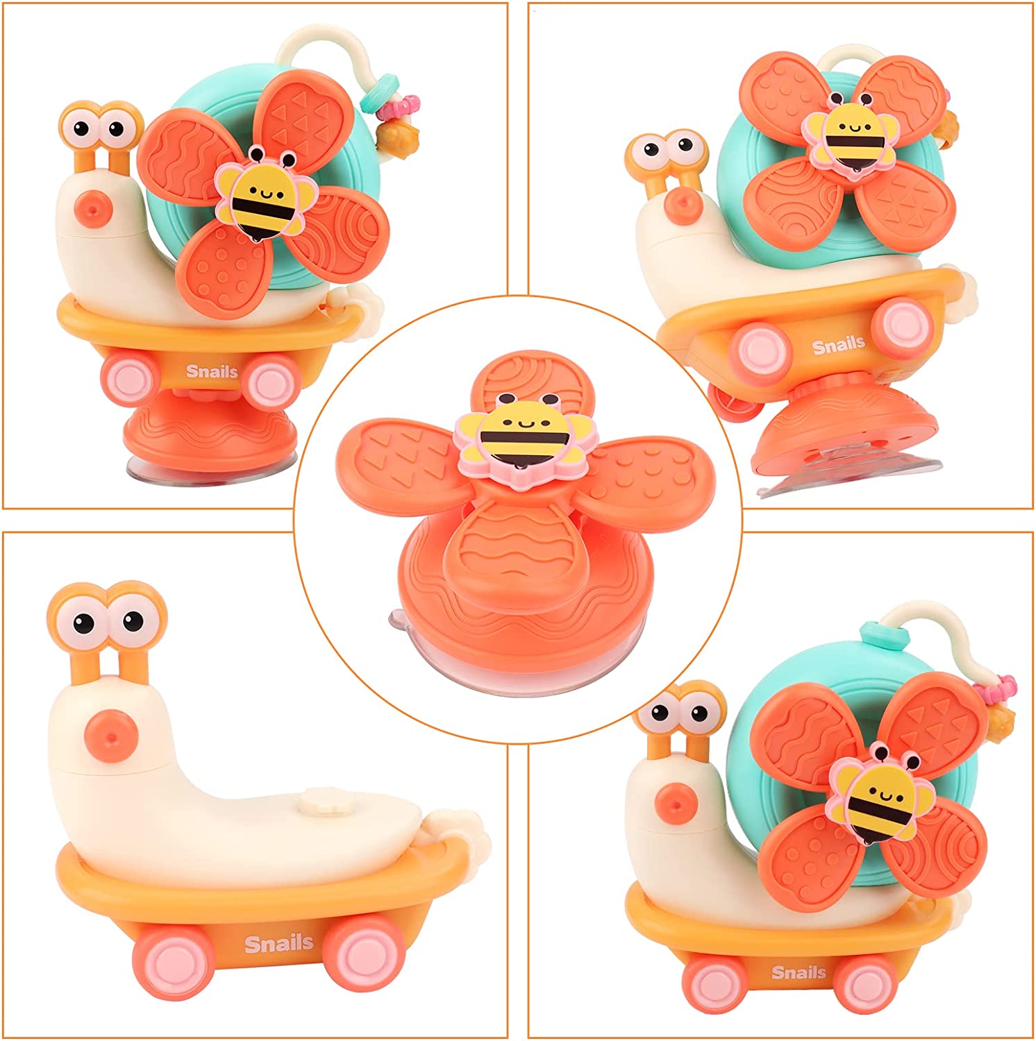 Snail Suction Cup Spinner Toys Take Apart Suction Toy Fidget Spinners for Kids Suction Toys Bath Toys Sensory Toys