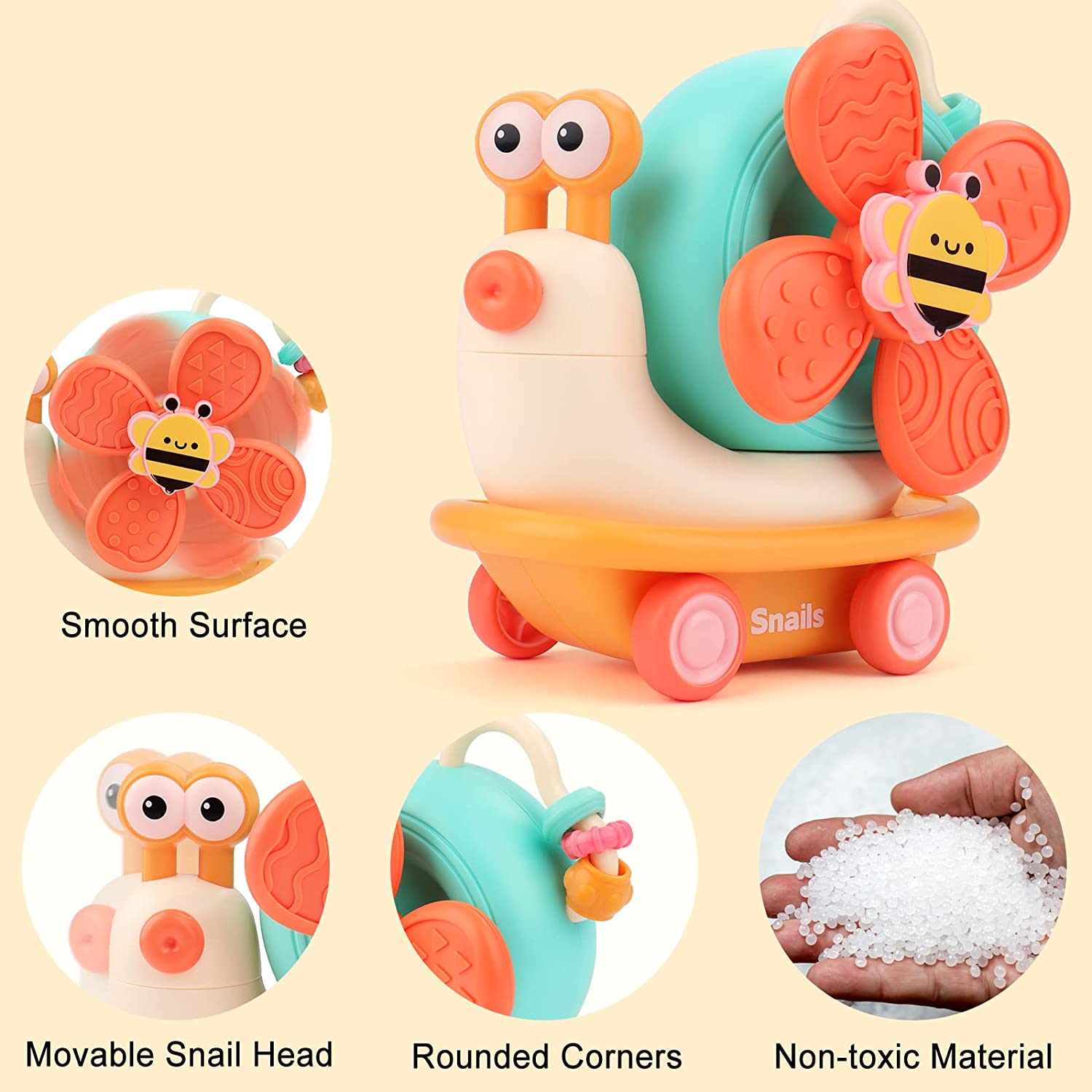 Snail Suction Cup Spinner Toys Take Apart Suction Toy Fidget Spinners for Kids Suction Toys Bath Toys Sensory Toys