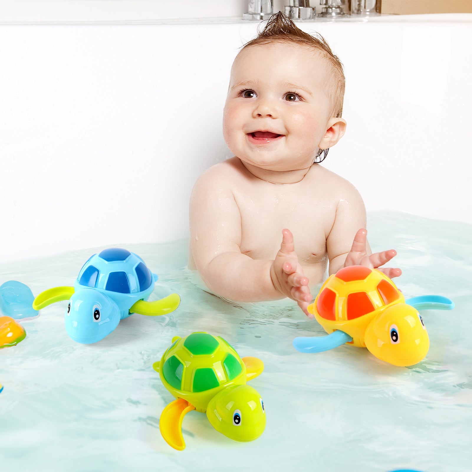 Floating Wind-Up Sea Turtle Bath Toys for Toddlers-Interactive Swimming Turtles for Bathtub Fun, Perfect Water Toys, and Party Favors for Kids