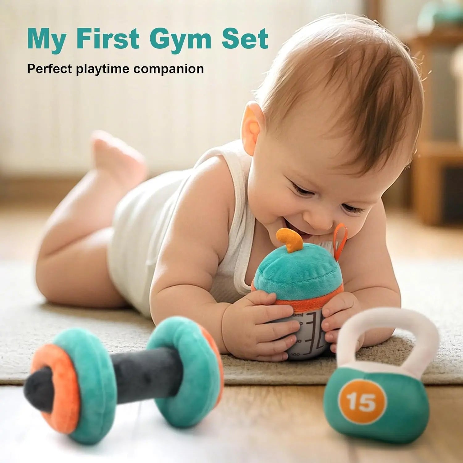 Juego de sonajeros de peluche para bebés Fidtoy, primer kit de gimnasio, juguete sensorial con bolsa de almacenamiento para recién nacidos y niños pequeños