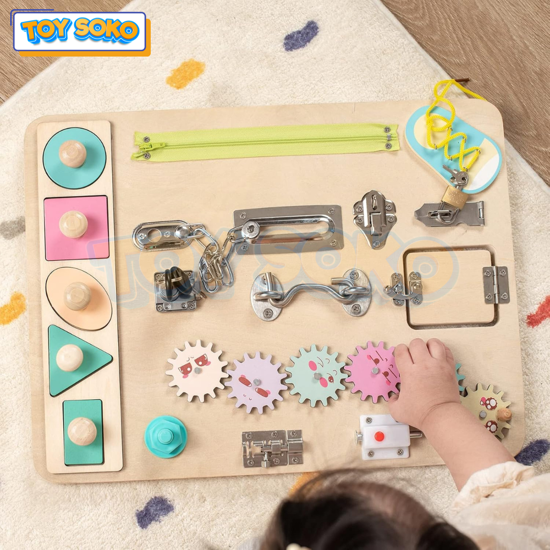 Montessori Wooden Activity Board - Learning Toys for 3 year olds