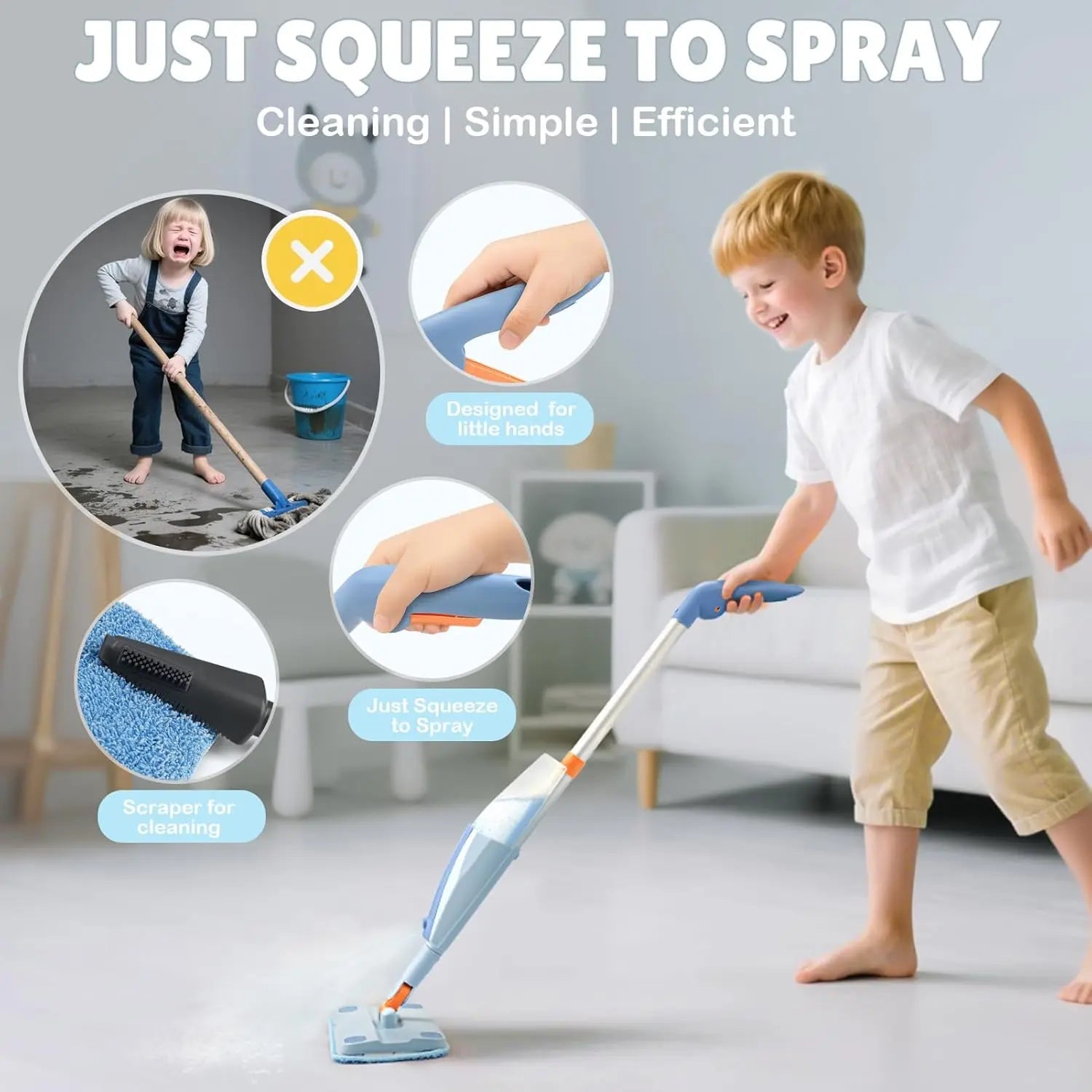 Trapeador Rociador de Juguete para Niños para Jugar a Limpiar