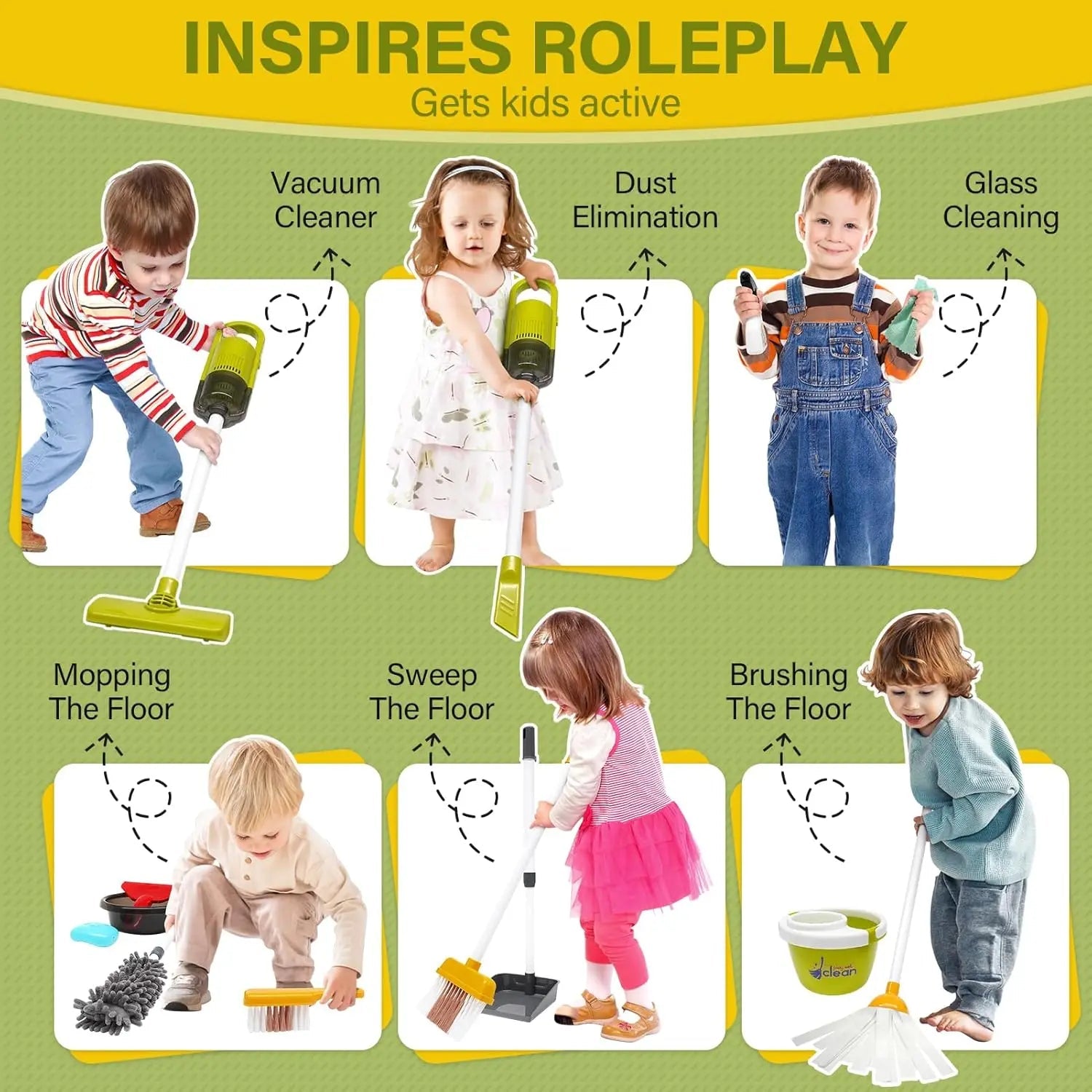 Set de juguetes de limpieza para niños de 3 a 7 años