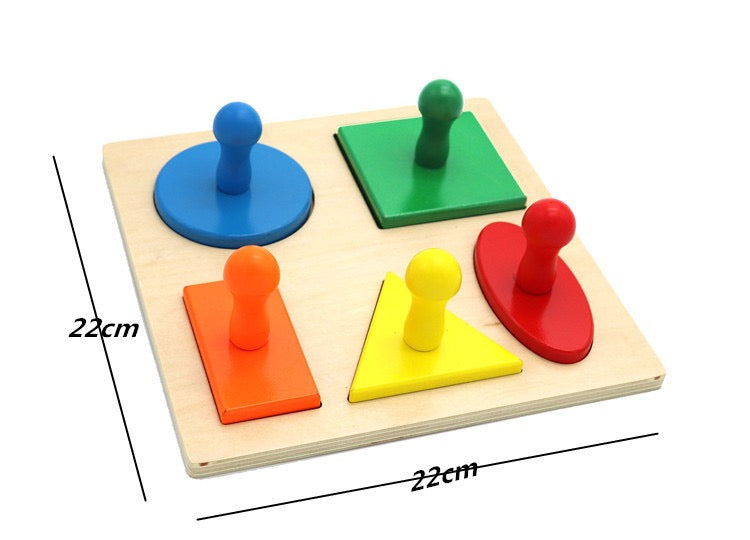 Montessori Easy Grip First Geometric Shape Puzzle Board Knob Geo Puzzle
