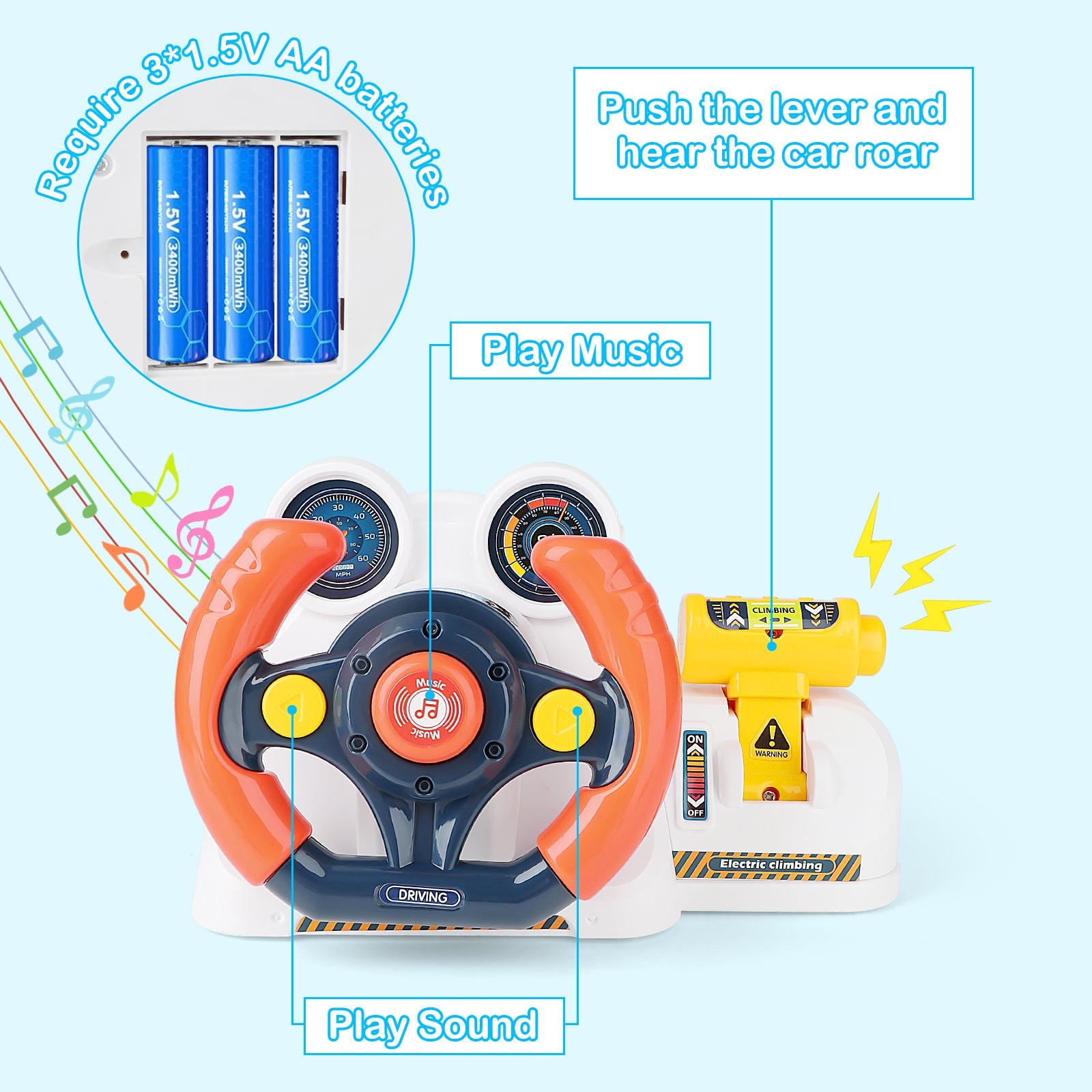 Car Garage Tracks Simulation Steering Wheel Toy Set Vehicle Playsets with Musical Puzzle Car Tracks Gifts for Child