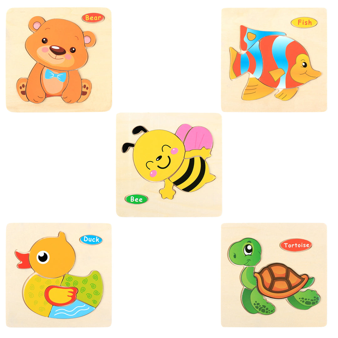 Montessori Wooden Cartoon Puzzles Set#1