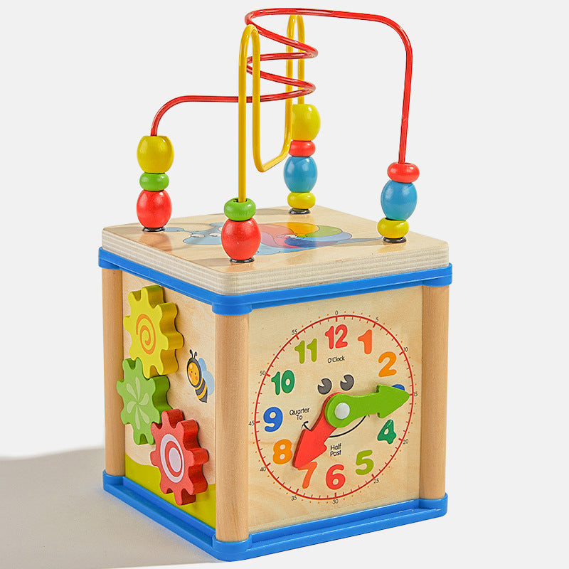 Wooden Activity Cube Toy Multi Function Learning Motor Skills Toddler Children