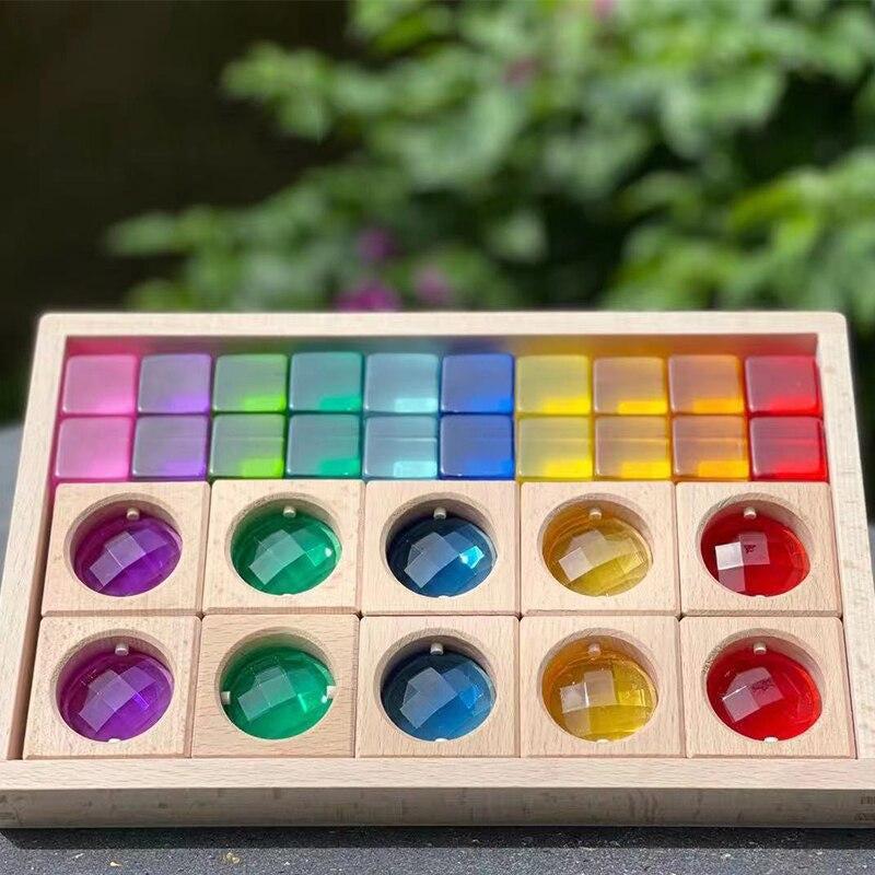 Fidtoy Bloques de Construcción de Colores Claros – Cubos Apilables de Acrílico Transparente para el Juego Educativo de Niños