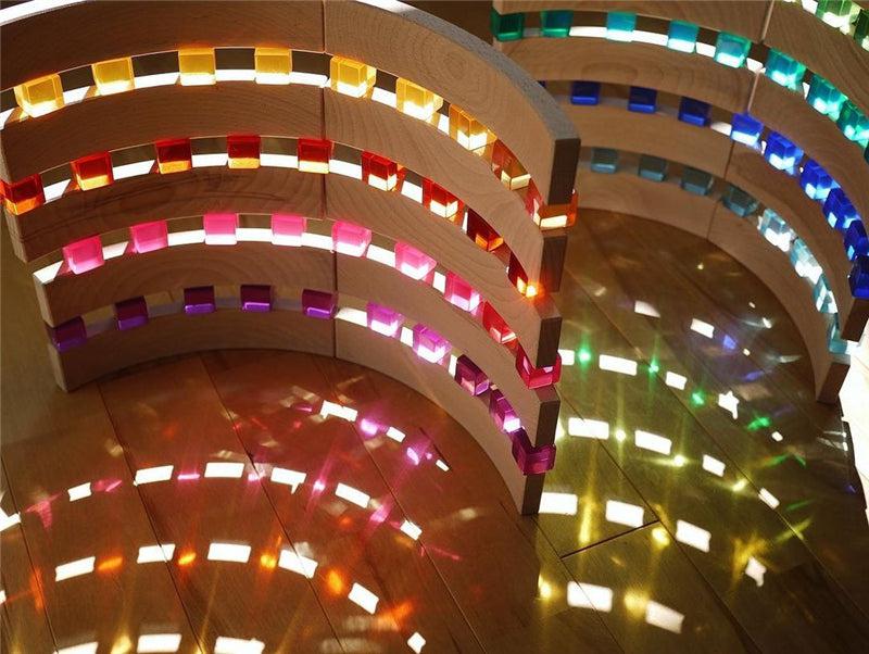 Fidtoy Bloques de Construcción de Colores Claros – Cubos Apilables de Acrílico Transparente para el Juego Educativo de Niños