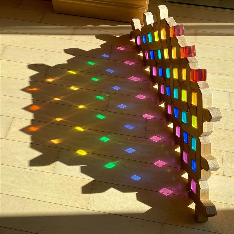 Fidtoy Bloques de Construcción de Colores Claros – Cubos Apilables de Acrílico Transparente para el Juego Educativo de Niños