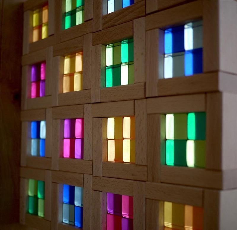 Fidtoy Bloques de Construcción de Colores Claros – Cubos Apilables de Acrílico Transparente para el Juego Educativo de Niños