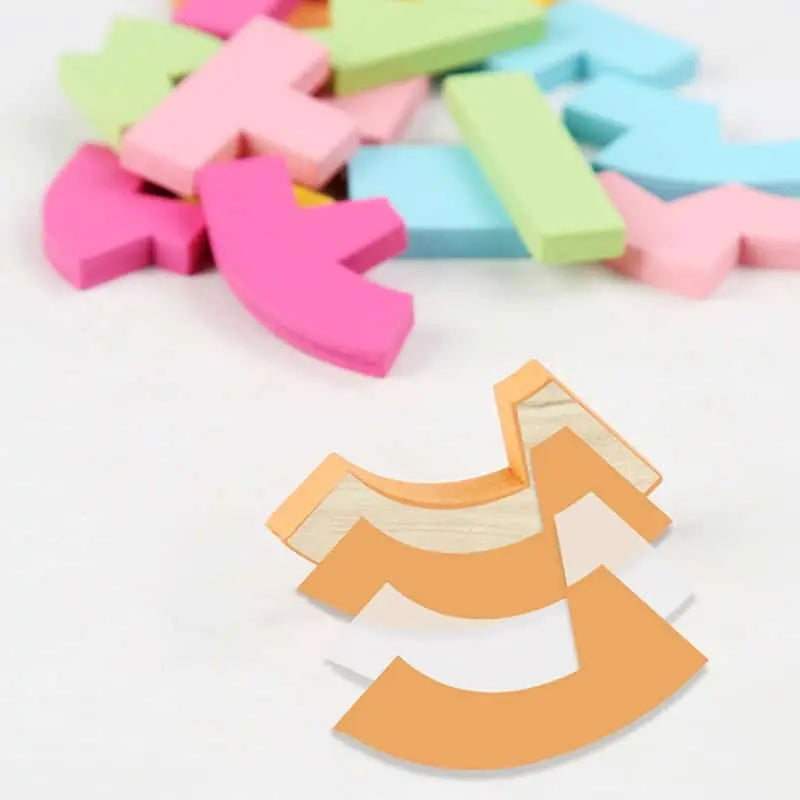 Fidtoy Colorful Heart Tangram – Montessori Wooden Puzzle for Toddlers & Preschoolers