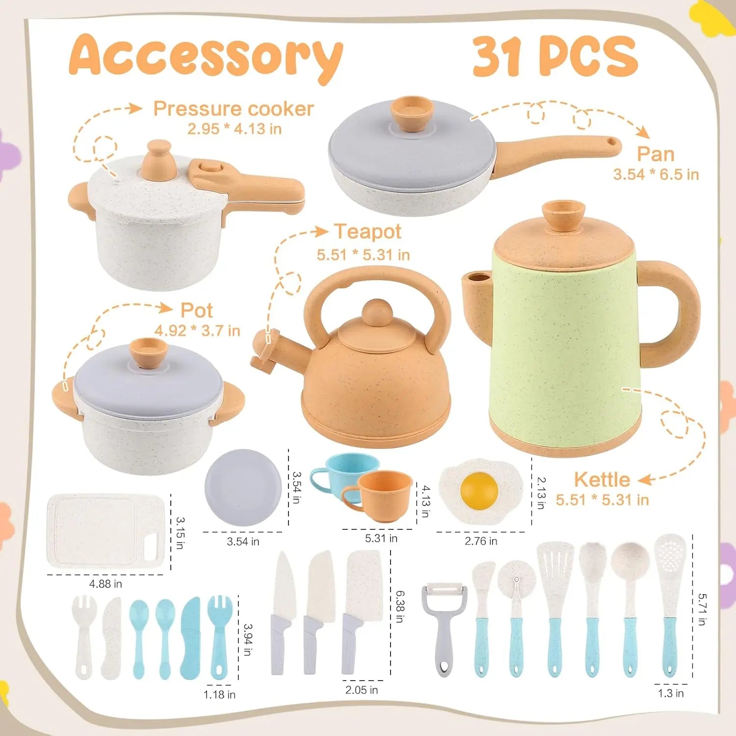 Pretend Play Cookware Kitchen Toy Set for Kids 2- 6 Years Old