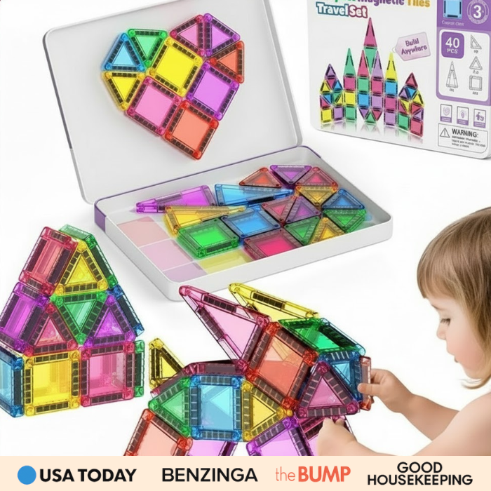 TravelTiles™ Mini Magnetic Building Kit - Keeps Kids Entertained and Learning On the Go