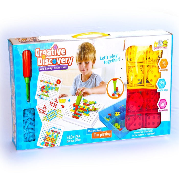 310PCS Creative Mosaic Electronic Kit with Electronic Drill- Fine motor skills toys