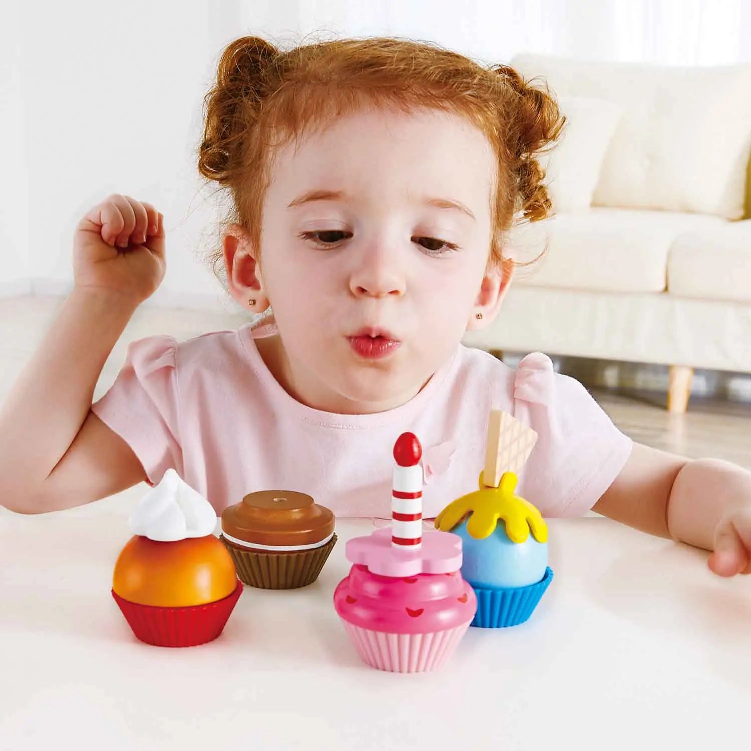Fidtoy Wooden Cupcake Toy Set 18PCS Kids Pretend Play Dessert Kit