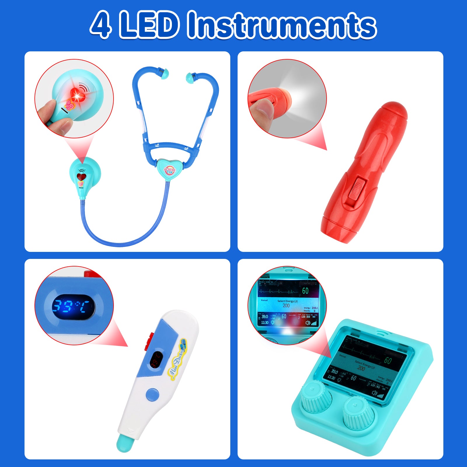 Multi-purpose Doctors Trolley Set for Kids Medical Centr Playsets Medical Tools Role Play Toy Educational Doctor Playset for Girls and Boys age 3-12