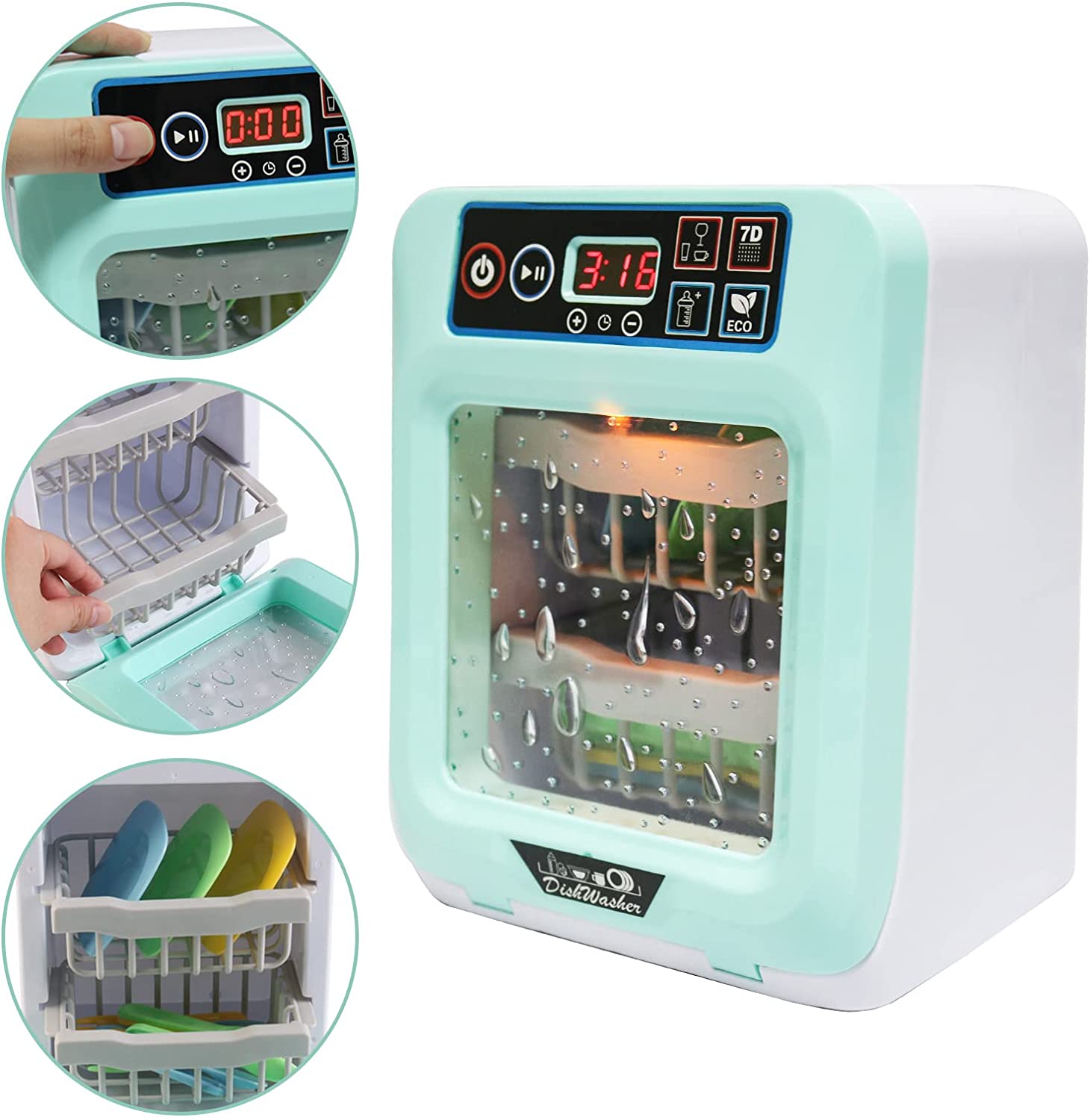 'My First Dishwasher’ LCD Screen Kitchen Play Set for Kids Role Play Christmas Gift with Realistic Lights and Sound Functions