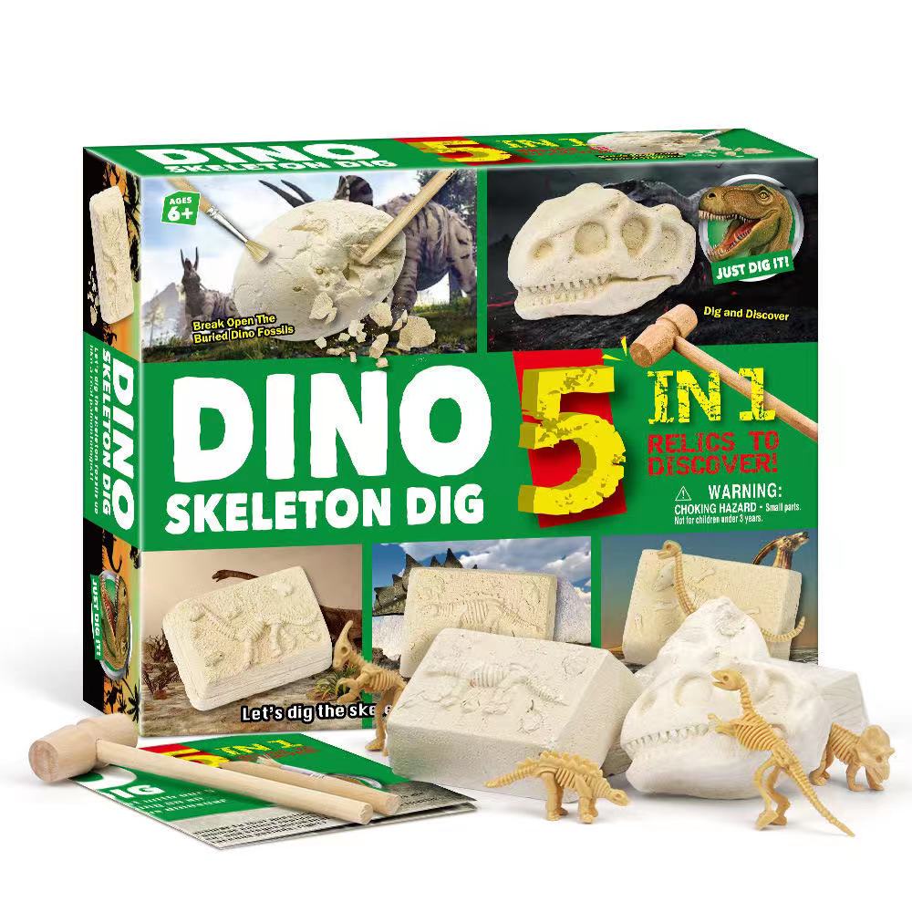 STEM Kids Dig Kit Pirate Treasure Dig / DINO Skeleton Dig 5 in 1- Fine motor skills toys