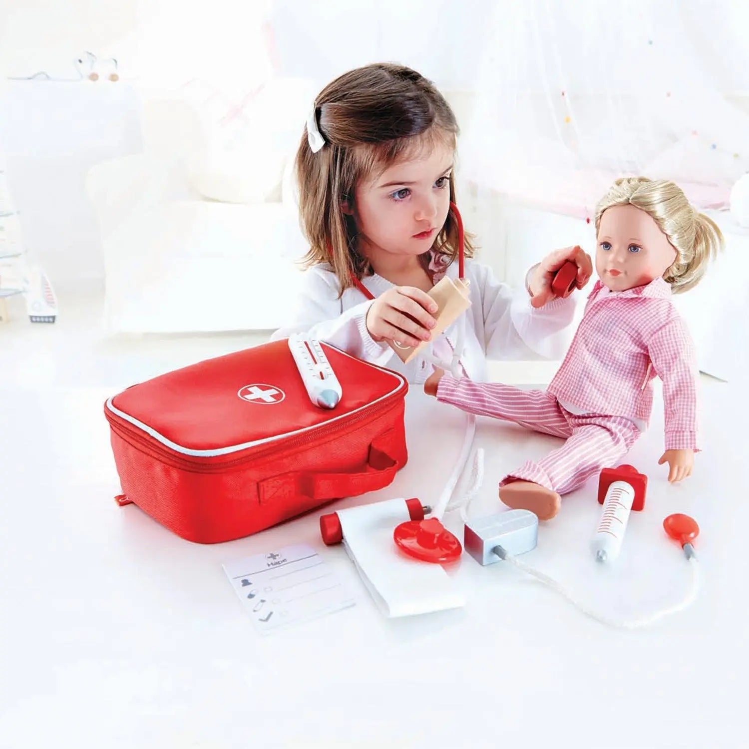 Fidtoy Kit de jeu de médecin pour enfants, en bois, pour jeu de rôle médical