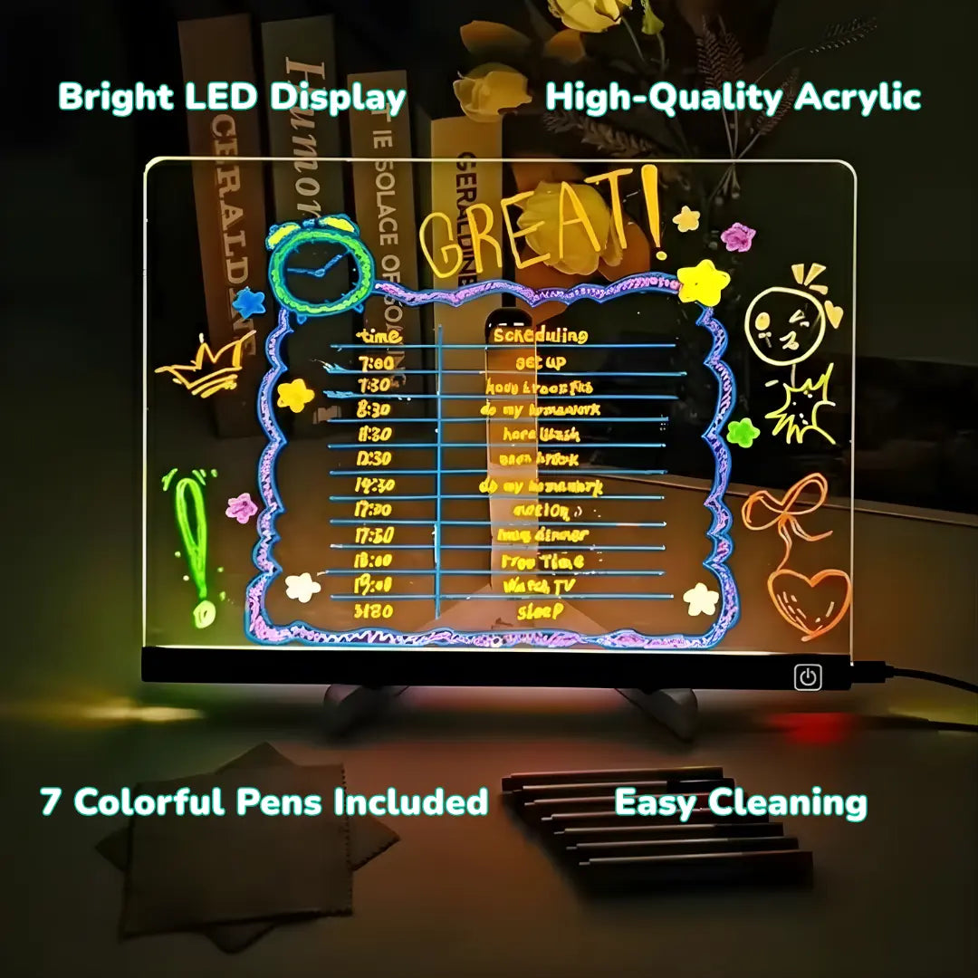 Fidtoy LED Drawing Pad for Kids – Colorful Light-Up Tracing Board for Creative Art, Travel & Home