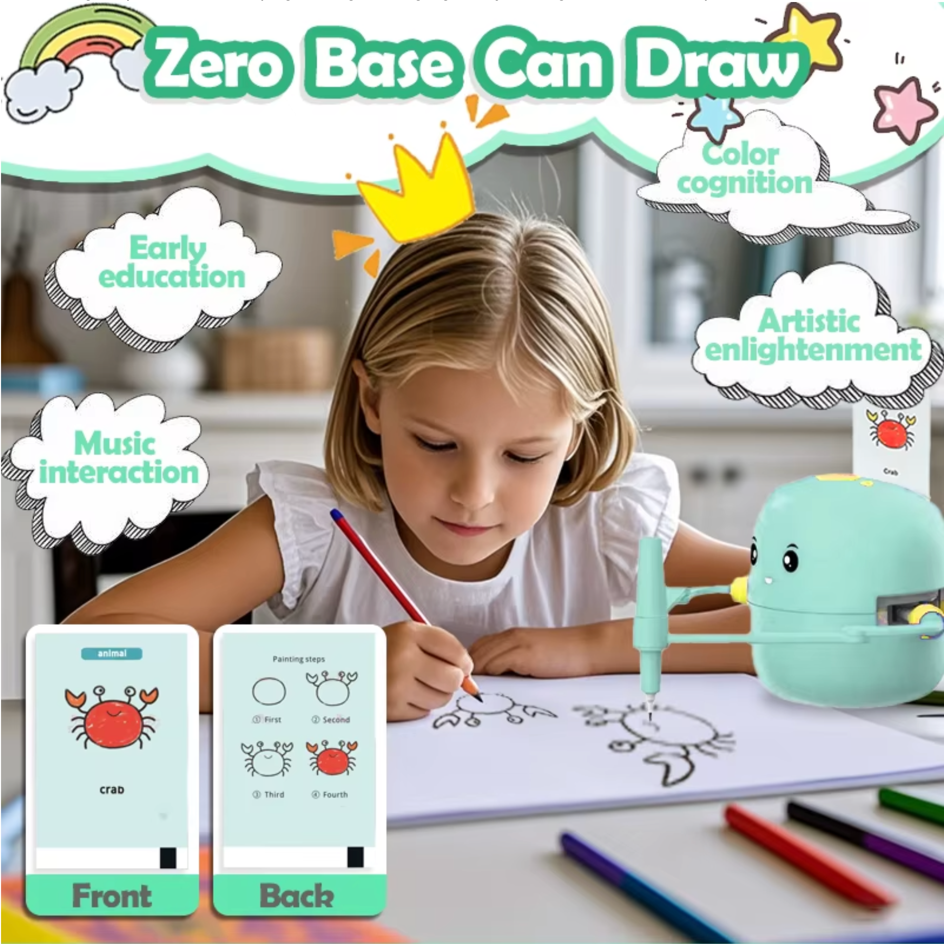 Fidtoy Drawing Robot for Kids – Learn to Draw Step by Step Toy