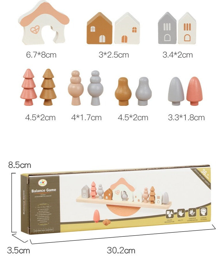 Wooden House and Trees Balance Game- The best fine motor game