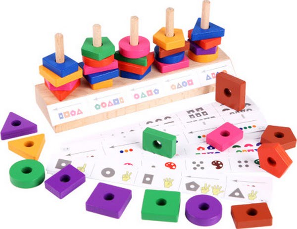 Extrokids Wooden Building Block with Multi Colour Matching Puzzle Game - EKT1707