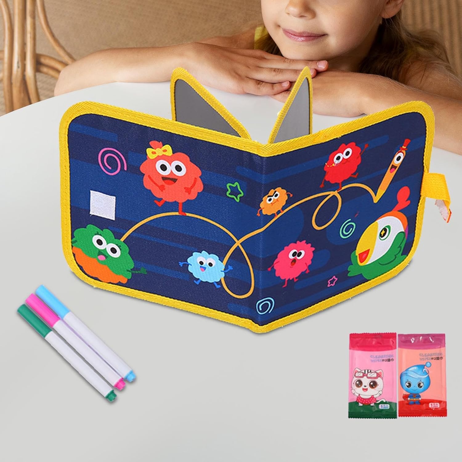 Erasable Drawing Book 3 Coloured Pen 2 Wet Wipe - EKSS0199