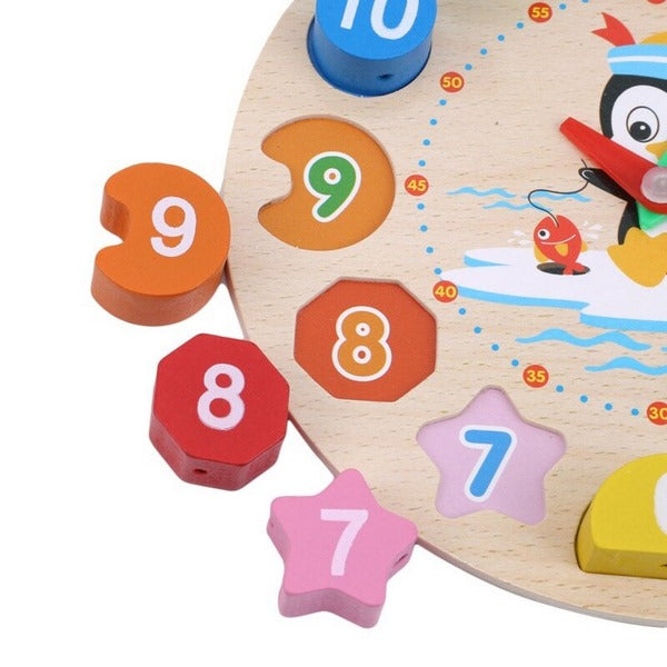 Wooden Seton Toddler Clock with Lacing | Interactive Time-Teaching Toy