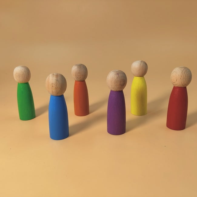 Extrokids 6 pcs Rainbow Peg Dolls Set EKT1489