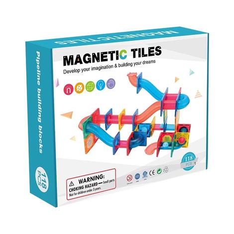Extrokids Magnetic Tiles Pipeline Building Blocks 118 Pcs - EKT1845