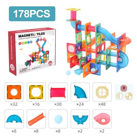 Extrokids Magnetic Tiles Pipeline Building Blocks 178 Pcs - EKT1846