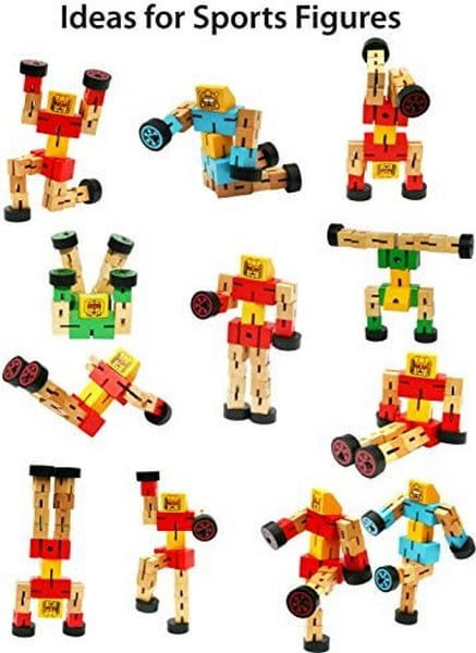 Wooden Robot Transformer - 2-in-1 Action Figure & Vehicle (Random Color Shipped)