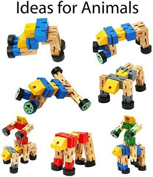 Wooden Robot Transformer - 2-in-1 Action Figure & Vehicle (Random Color Shipped)